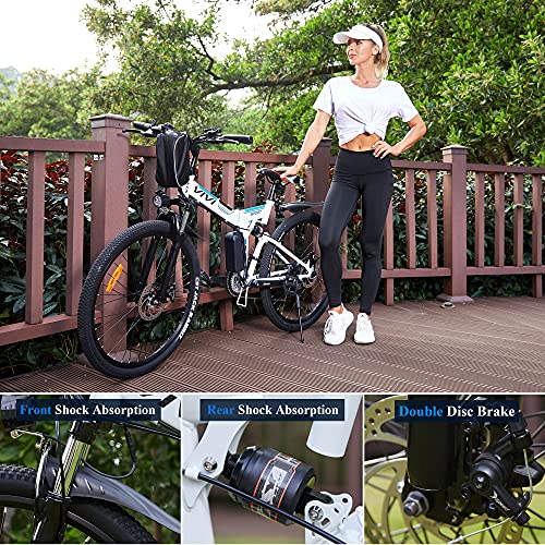 Vivi Bicicleta eléctrica para Hombre y Mujer, 26 Pulgadas, Bicicleta de montaña, 36 V, 8 Ah, batería de Litio y Shimano de 21 velocidades, Color Negro