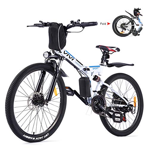 VIVI Bicicleta Eléctrica Plegable, 26" Bicicleta Montaña Adulto, Bicicleta Electrica Montaña, 250W Bicicletas Electricas Plegables con Batería Extraíble De 8Ah, 21 Velocidades, Doble Suspension