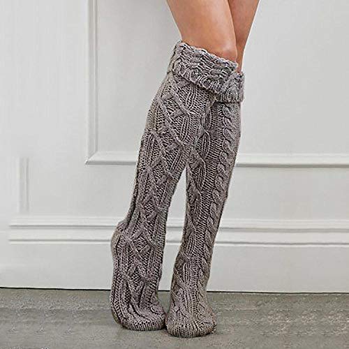 VJGOAL Mujer Otoño e Invierno moda casual Cálido Transpirable sexy Calcetines altos Muslo Alto sobre la rodilla Calcetines Calcetines largos de fibra de bambú(Un tamaño,Gris)