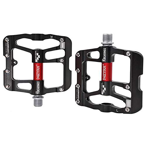 VOANZO Pedales Ciclismo MTB Pedal de Bicicleta de montaña Aleación de Aluminio Eje de rodamiento Sellado Pedales Antideslizantes para Bicicleta de Carretera BMX Bicicleta (Negro Rojo)