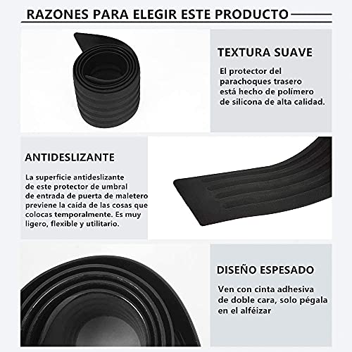 Voarge Protector de parachoques trasero, Protector de Umbral de Puerta Universal de Goma, Protector Trasero Antiarañazos, Adhesivo Universal Para la Mayoría de Coches, Camionetas, SUV, Camiones