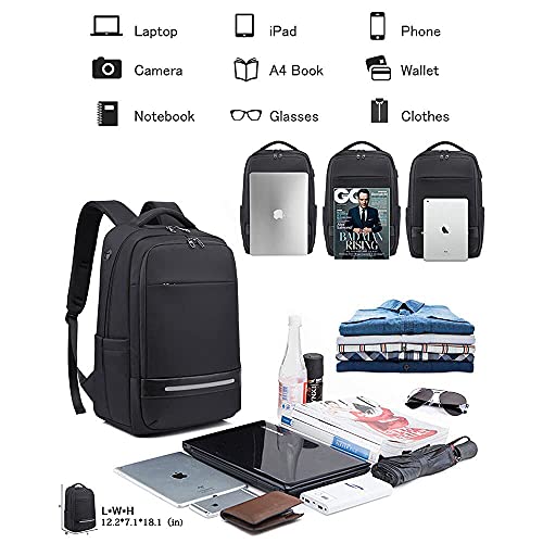 Vodlbov Mochila para Ordenador Portátil Impermeable Antirrobo Unisex 17 Pulgadas, Mochila Hombre de Gran Capacidad con Puerto USB para Estudio, Viajes, Trabajo, Ocio o Actividades al Aire Libre Negro