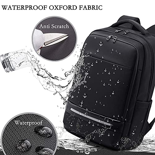 Vodlbov Mochila para Ordenador Portátil Impermeable Antirrobo Unisex 17 Pulgadas, Mochila Hombre de Gran Capacidad con Puerto USB para Estudio, Viajes, Trabajo, Ocio o Actividades al Aire Libre Negro