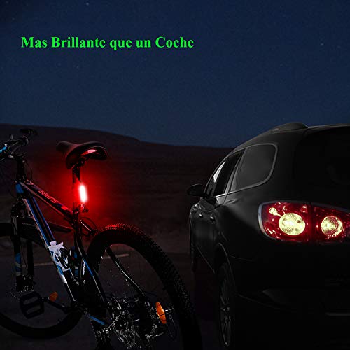 Volcano Eye Luz Trasera para Bici Luz de Seguridad LED Recargable USB Piloto Luz Trasera Impermeable para Ciclismo Súper Brillante Rojo Verde Azul 7 Modos Adecuada para Bici de Carretera