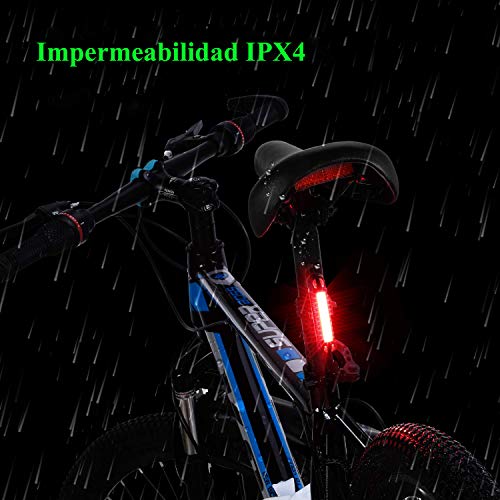 Volcano Eye Luz Trasera para Bici Luz de Seguridad LED Recargable USB Piloto Luz Trasera Impermeable para Ciclismo Súper Brillante Rojo Verde Azul 7 Modos Adecuada para Bici de Carretera