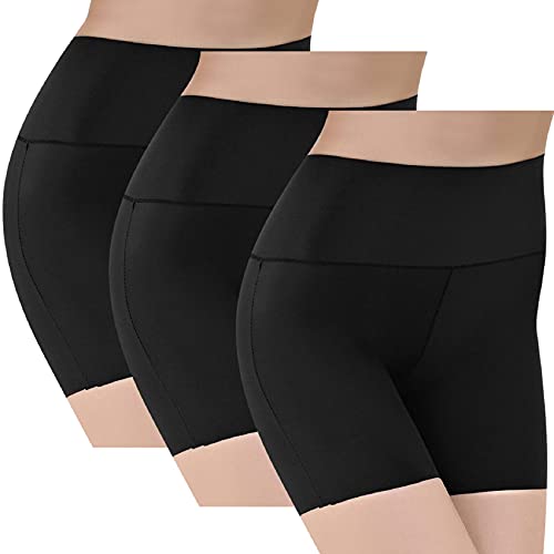 Voqeen Bragas de Mujer sin Costuras Bragas básicas Shorts 3 Piezas Seda de Hielo Shorts Hipster Braguitas Short de Seguridad Shorts (Negro*3, M)