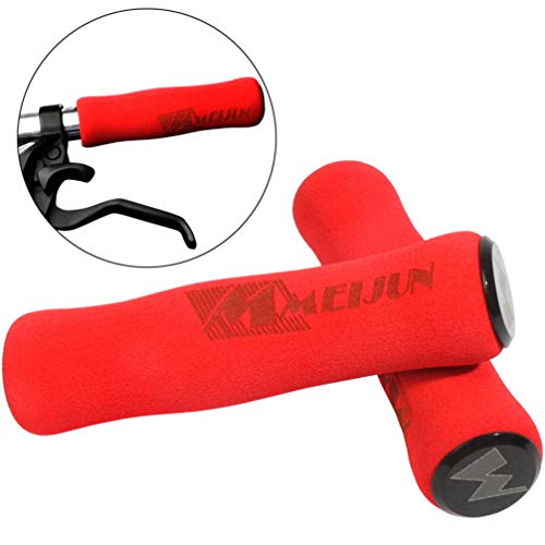 VORCOOL Esponja de Bicicleta Manillar Puños Bicicleta de montaña Ultraligero de Espuma de Alta Densidad Esponja de Silicona Manillar Agarre - 1 par (Rojo)