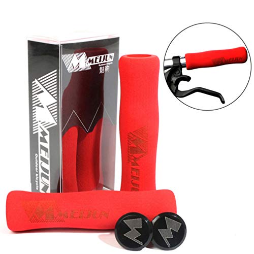 VORCOOL Esponja de Bicicleta Manillar Puños Bicicleta de montaña Ultraligero de Espuma de Alta Densidad Esponja de Silicona Manillar Agarre - 1 par (Rojo)