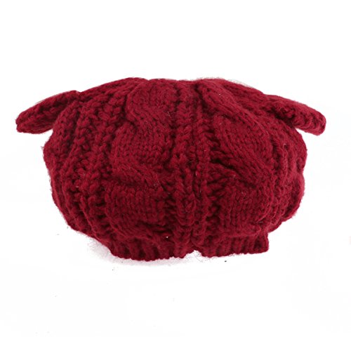 VORCOOL Lindo Otoño Invierno Orejas de Gato en Forma de Mujer Chica Ganchillo Trenzado de Punto Sombrero de Lana Gorro Cálido Gorro (Rojo)