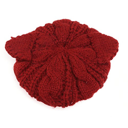 VORCOOL Lindo Otoño Invierno Orejas de Gato en Forma de Mujer Chica Ganchillo Trenzado de Punto Sombrero de Lana Gorro Cálido Gorro (Rojo)