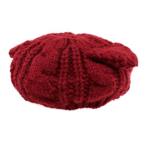 VORCOOL Lindo Otoño Invierno Orejas de Gato en Forma de Mujer Chica Ganchillo Trenzado de Punto Sombrero de Lana Gorro Cálido Gorro (Rojo)