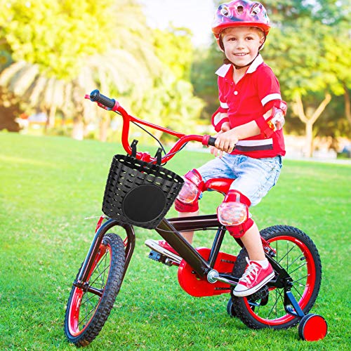 VOSAREA Cesta para bicicleta infantil, cesta para manillar, cesta de plástico, cesta delantera para niños, niñas, niños, accesorios para bicicleta, talla M, color negro