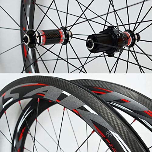 VPPV 700C Ruedas de Bicicleta de Carretera 40MM 55MM Fibra de Carbono Ruedas de Ciclismo Neumático Sin Cámara Freno C/Freno V Ruedas de Carreras (Size : 40MM)