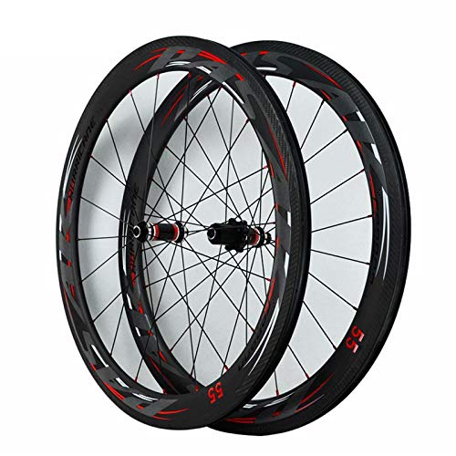 VPPV 700C Ruedas de Bicicleta de Carretera 40MM 55MM Fibra de Carbono Ruedas de Ciclismo Neumático Sin Cámara Freno C/Freno V Ruedas de Carreras (Size : 40MM)