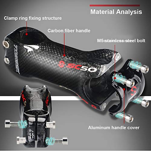 VPPV Potencias Bicicletas 31,8 Carbono, Potencia Manillar MTB 6 Grados 70mm 80mm 90mm Vástago Bicic Carretera para Bicicleta Carretera BMX MTB (Color : ± 17°, Size : 100MM)