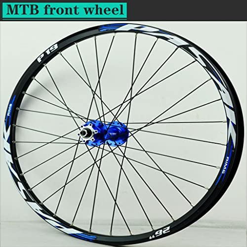 VPPV Ruedas de Bicicleta MTB 26/27.5/29, Llanta de Ciclismo de Doble Pared Aleación de Aluminio Freno de Disco Rueda de Bicicleta 32 Hoyos para 7/8/9/10/11 Velocidad (Color : Azul, Size : 26 Inch)