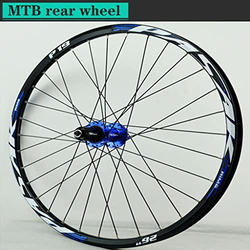 VPPV Ruedas de Bicicleta MTB 26/27.5/29, Llanta de Ciclismo de Doble Pared Aleación de Aluminio Freno de Disco Rueda de Bicicleta 32 Hoyos para 7/8/9/10/11 Velocidad (Color : Azul, Size : 26 Inch)