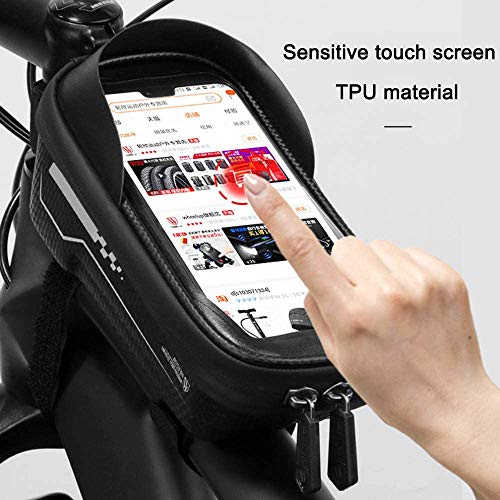 VUENICEE Bolsas de Bicicleta,Impermeable Bolsa Manillar,Bolsa de Cuadro para Bicicleta,Gran Capacidad,Pantalla Táctil de TPU,para Teléfono Inteligente por Debajo de 6,5 Pulgadas.