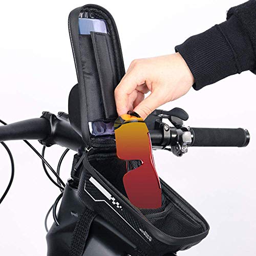 VUENICEE Bolsas de Bicicleta,Impermeable Bolsa Manillar,Bolsa de Cuadro para Bicicleta,Gran Capacidad,Pantalla Táctil de TPU,para Teléfono Inteligente por Debajo de 6,5 Pulgadas.