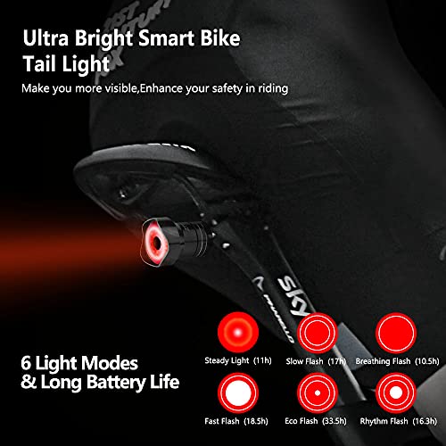 VUENICEE Luz Trasera de Bicicleta, luz Trasera de Bicicleta, Luces traseras de Bicicleta, Imperneabilidad IP65, 6 Modos de iluminación, Carga USB (Negro)