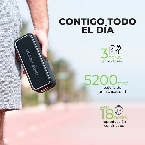 VULKKANO Blast+ Altavoz Bluetooth Potente 40W, Altavoz Portátil Impermeable IP67, Bluetooth 5.0, Sonido estéreo HiFi con Micrófono, Diseño Sólido, TWS, AUX, USB-C, Carga rápida, 18 Horas