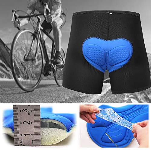 Vzteek Pantalón de ciclismo para hombre con acolchado de secado rápido, para bicicleta de montaña, Negro , L