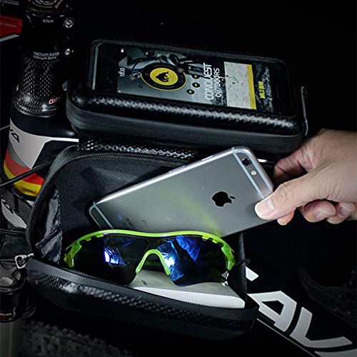 W-Lynn Bolsa de Tubo Frontal con Pantalla táctil Impermeable para teléfono móvil de Bicicleta de montaña, Bolsa de Carcasa rígida para Bicicleta, Bolsa de Tubo Frontal Impermeable para Bicicleta