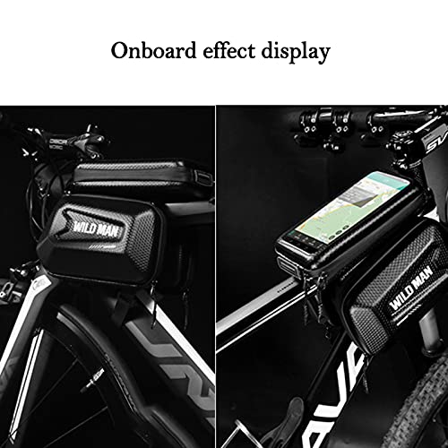 W-Lynn Bolsa de Tubo Frontal con Pantalla táctil Impermeable para teléfono móvil de Bicicleta de montaña, Bolsa de Carcasa rígida para Bicicleta, Bolsa de Tubo Frontal Impermeable para Bicicleta