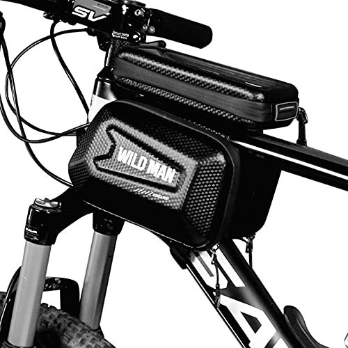 W-Lynn Bolsa de Tubo Frontal con Pantalla táctil Impermeable para teléfono móvil de Bicicleta de montaña, Bolsa de Carcasa rígida para Bicicleta, Bolsa de Tubo Frontal Impermeable para Bicicleta