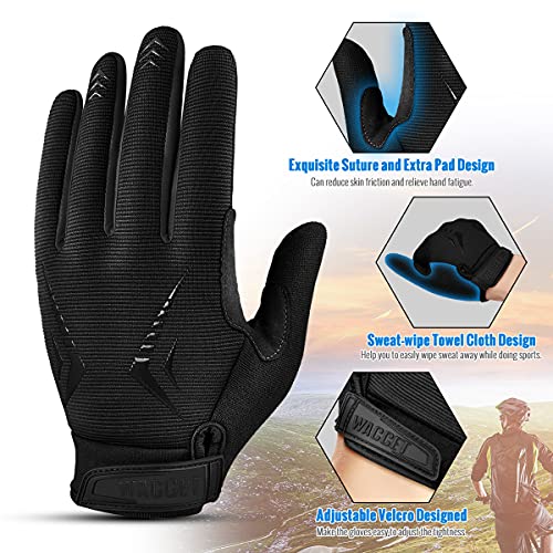 WACCET Guantes de Ciclismo Largos, Antideslizante Guantes Bicicleta Montaña Dedo Completo Guantes MTB Pantalla Táctil Guantes Gel Bicicleta para Hombres y Mujeres