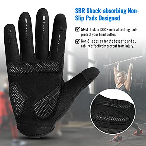 WACCET Guantes de Ciclismo Largos, Antideslizante Guantes Bicicleta Montaña Dedo Completo Guantes MTB Pantalla Táctil Guantes Gel Bicicleta para Hombres y Mujeres