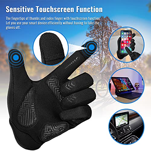 WACCET Guantes de Ciclismo Largos, Antideslizante Guantes Bicicleta Montaña Dedo Completo Guantes MTB Pantalla Táctil Guantes Gel Bicicleta para Hombres y Mujeres