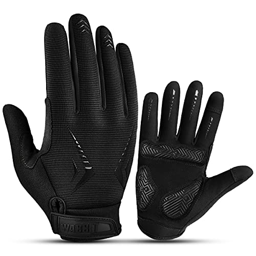 WACCET Guantes de Ciclismo Largos, Antideslizante Guantes Bicicleta Montaña Dedo Completo Guantes MTB Pantalla Táctil Guantes Gel Bicicleta para Hombres y Mujeres