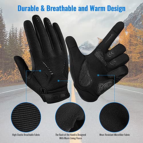 WACCET Guantes de Ciclismo Largos, Antideslizante Guantes Bicicleta Montaña Dedo Completo Guantes MTB Pantalla Táctil Guantes Gel Bicicleta para Hombres y Mujeres