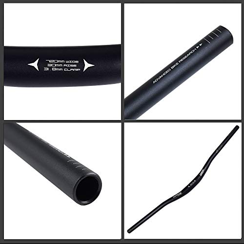 WAKE Manillares para bicicletas, Mountain Bike Manillar Ancho MTB Barras Elevadoras Mangos de Bicicleta de aleación de Aluminio extralargos Extra Largos para bajadas Off-Road 31.8 * 720mm Negro