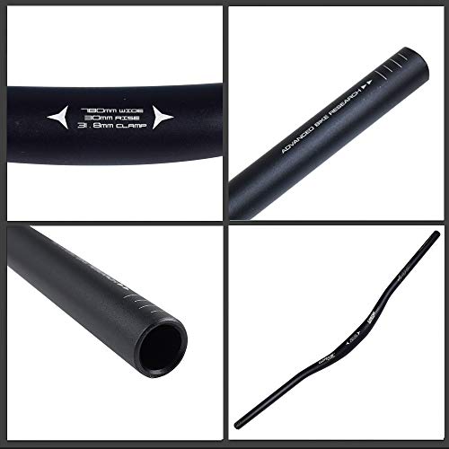 WAKE Manillares para bicicletas, Mountain Bike Manillar Ancho MTB Barras Elevadoras Mangos de Bicicleta de aleación de Aluminio extralargos Extra Largos para bajadas Off-Road 31.8 * 780MM Negro