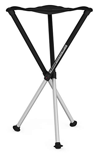 Walkstool - Modelo Comfort - Negro y Gris - Taburete Plegable 3 Pies de Aluminio - Altura de 45 a 75 cm - Carga máxima de 200 a 250 kg - Hecho en Suecia