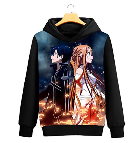 WANHONGYUE Sword Art Online Sao Anime Pullover Sudaderas con Capucha Cosplay Disfraz Hoodie Sweatshirt Outwear Abrigo Suéter Negro 1 S