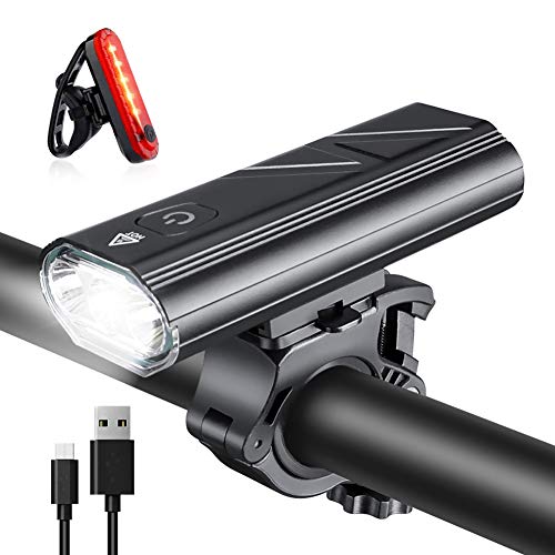 Wasafire Luz Bicicleta LED Recargable USB,3000 Lumen 5200 mAh Potente Luces Bicicleta Delantera y Trasera, 5 Modos, Impermeable Luces Seguridad para Ciclismo de Montaña y Carretera (Rojo)