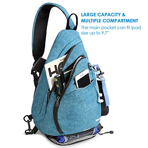 Waterfly Mochila Cruzada Pecho Mochila Bandolera Casual para Ciclismo Senderismo Hombre y Mujer (Pavo Real Azul)