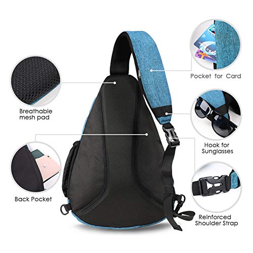 Waterfly Mochila Cruzada Pecho Mochila Bandolera Casual para Ciclismo Senderismo Hombre y Mujer (Pavo Real Azul)