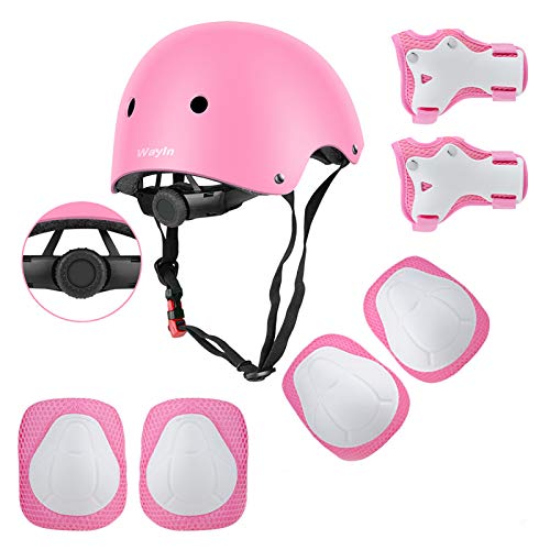  Casco de bicicleta para niños de 2 a 14 años, casco de  seguridad ajustable con equipo de protección, cascos de monopatín con  rodilleras, coderas, muñequeras (negro, S (para edades de 2