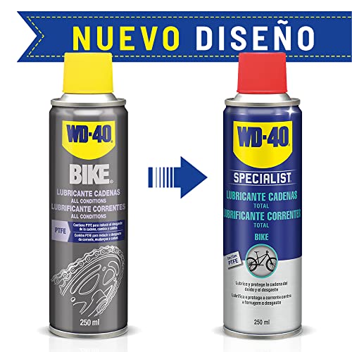 WD-40 Bike- Lubricante de Cadenas de Bicicleta para Todo Tipo de Condiciones y Ambientes- Spray 250ml