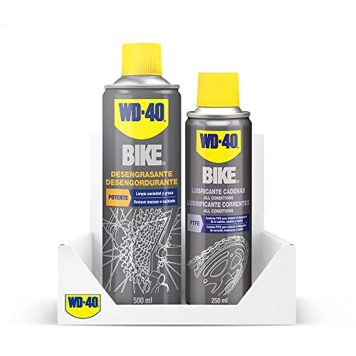 WD-40 Specialist Bike - Lote para Cuidado y Mantenimiento de Cadena de Bicicleta con Desengrasante de Cadenas 500Ml + Lubricante de Cadenas para Todas Condiciones 250Ml - Pack 2 Unidades