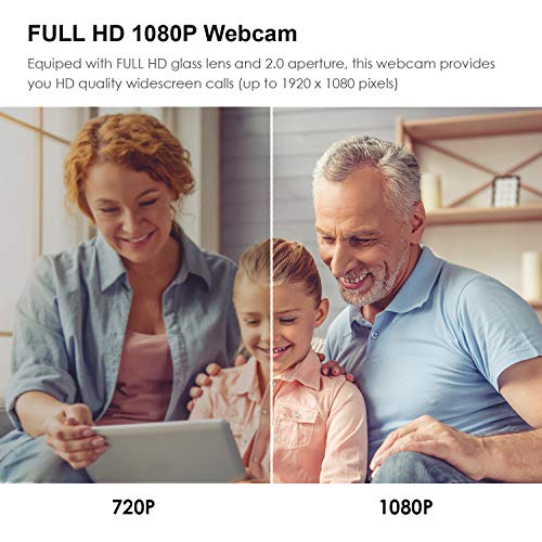 Webcam para PC, PAPALOOK PA150S Full HD 1080p/30fps Videollamadas, Cámara Web con Micrófono Incorporado y Enfoque Manual, Vista de 60° para Computadora, Funciona con Skype, Zoom, WebEx, Lync