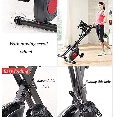 WEI-LUONG plegable Plegable cubierta Ciclismo Bicicleta estática, Cardio entrenamiento de la vuelta de la bici con la tasa de sensores Corazón y pantalla de la consola, Mute aptitud bicicletas y Ab Tr