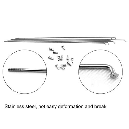 Weichuang - Juego de 36 radios de bicicleta de acero al carbono para llanta de bicicleta con pezones plateados, 290 mm