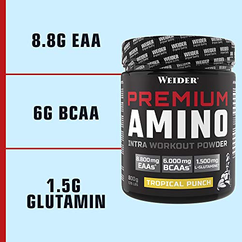 Weider Premium Amino Power 800 g Tropical. Con aminoácidos esenciales y electrolitos. Perfecto Intraentreno.