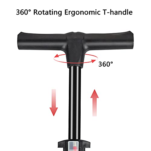 WEIDMAX Bomba para Bicicleta, Bomba ergonómica para Piso de Bicicleta Bomba de inflado de neumáticos para Bicicleta Bomba infladora portátil con manómetro y Cabezal de válvula Inteligente