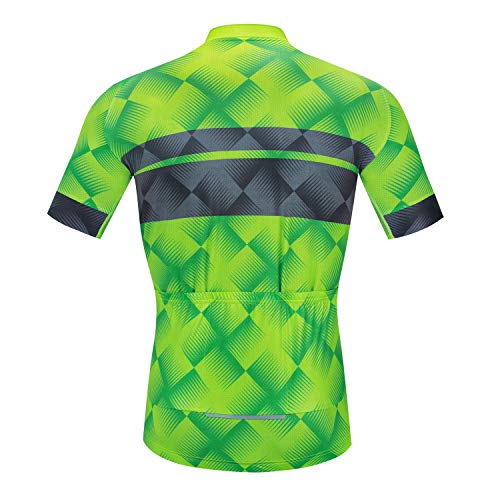 Weimostar Camiseta de Manga Corta para Hombre, Camiseta de Ciclismo, Camiseta de Ciclismo, Bici Transpirable, Ciclismo, Verde XXL